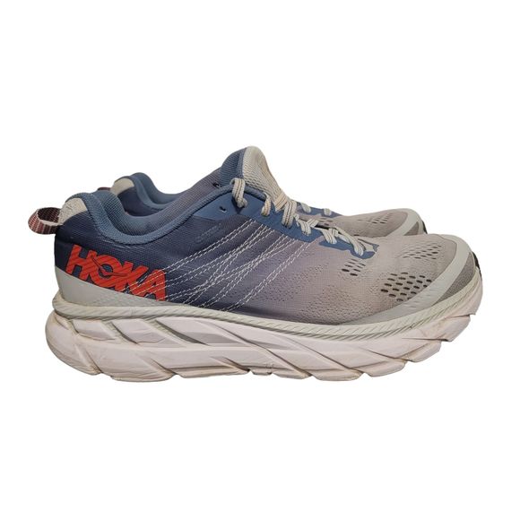 Hoka One One Womens Clifton 6 Gray Blue Lace Up Low Top Running Shoes Size 9.5 D - Picture 2 of 9